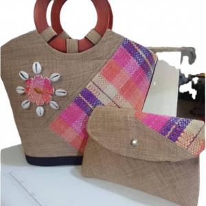 Ensemble sac cabas et porte-monnaie "Fleur des sables"