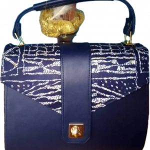 Sac à main en cuir bleu et blanc