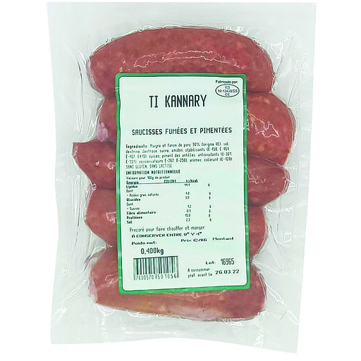 Saucisse fumee cuite pimentee 400gr ti boukane - 300 g