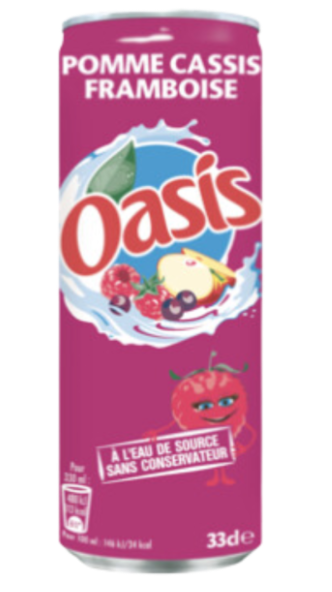 Boisson Oasis Pomme/Cassis 33 cl - Pack de 24