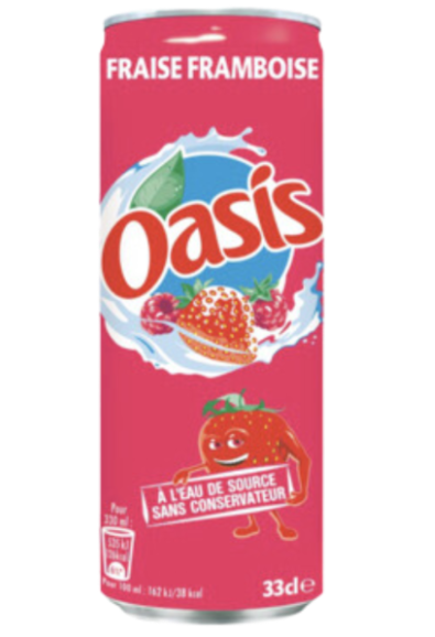 Boisson fraîche Oasis fraise / framboise 33 cl - Pack de 24