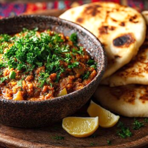 Kisra avec ragoût végétarien