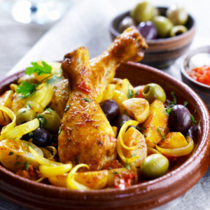 Tajine de poulet marocain au citron et aux olives