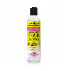 Le Braid Take Down Remover Jamaica Mango & Lime est un soin spécialement conçu pour faciliter le retrait des tresses, braids et coiffures protectrices sans casser ni abîmer les cheveux. Sa formule unique permet de dissoudre progressivement les résidus de produits coiffants et d’assouplir les cheveux afin de limiter la casse lors du démontage. Ce produit est idéal pour les cheveux texturés, crépus, bouclés ou locksés. Il aide à réduire les nœuds, améliore la glisse et rend le processus de retrait plus rapide et plus confortable. Grâce à sa texture légère, il pénètre facilement la fibre capillaire sans laisser de sensation grasse. Utilisé avant le démontage, il permet de préserver la longueur des cheveux et de limiter la chute liée aux manipulations agressives. Il contribue également à hydrater les cheveux et à calmer le cuir chevelu après plusieurs semaines de coiffure protectrice. Son format 8 oz est parfaitement adapté à un usage personnel ou professionnel. Ce produit est un indispensable pour celles et ceux qui portent régulièrement des tresses et souhaitent protéger la santé de leurs cheveux.
